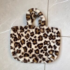 Leopard Print Faux Fur Tote Bag